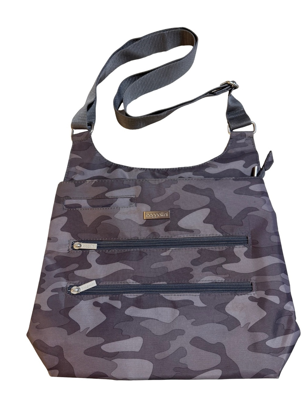 Baggallini Gray Camo Crossbody Bag - Lightweight Everyday Shoulder Bag